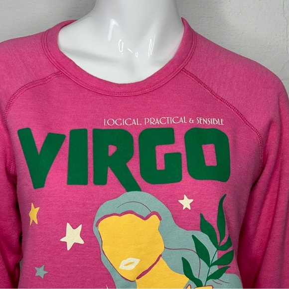 Anthropologie Zodiac Sweatshirt Virgo Pink The Carolita by Midnight Rider Small - Picture 10 of 10
